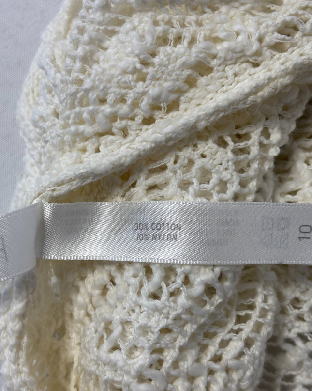 PS From Aeropostale Cream Hooded Pointelle Knit Open Cardigan