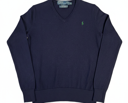 Polo by Ralph Lauren Navy Blue Merino Wool V-Neck Sweater