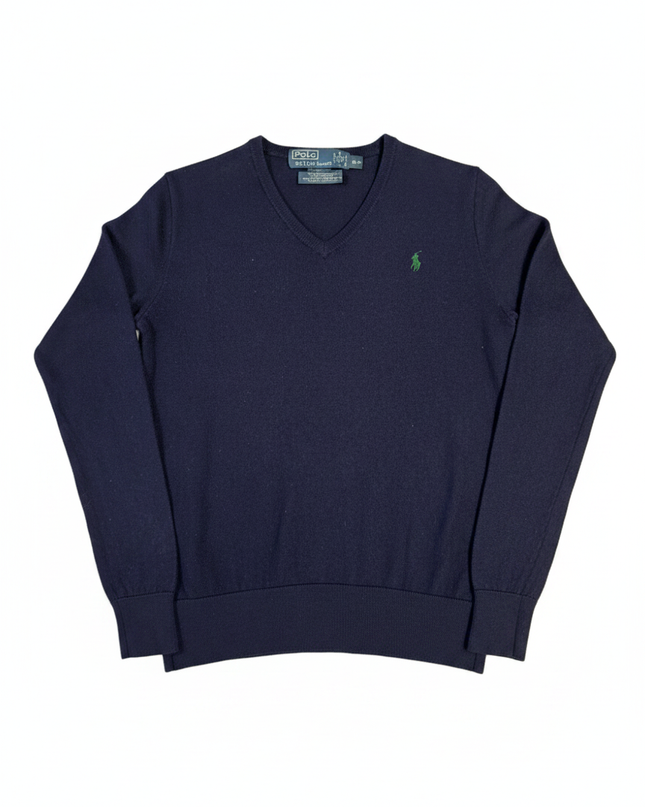 Polo by Ralph Lauren Navy Blue Merino Wool V-Neck Sweater