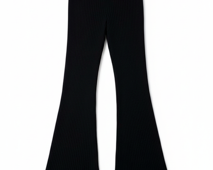 Forever 21 Black Ribbed Knit High-Rise Flare Pants