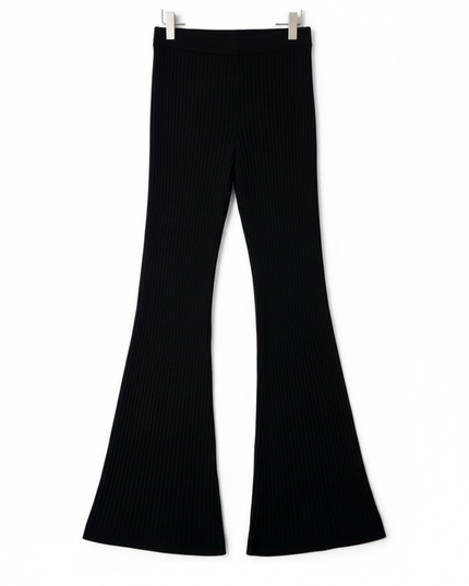 Forever 21 Black Ribbed Knit High-Rise Flare Pants