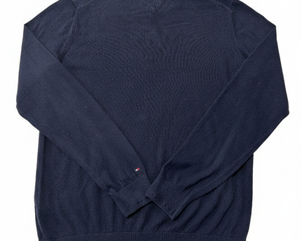 Tommy Hilfiger Navy Blue Logo Stripe Crewneck Sweater