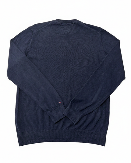 Tommy Hilfiger Navy Blue Logo Stripe Crewneck Sweater