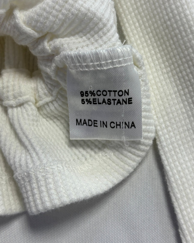 Princess Polly White Waffle Knit Tie-Front Crop Top