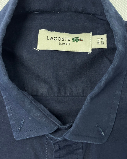 Lacoste Slim Fit Navy Blue Long-Sleeve Button-Up Shirt