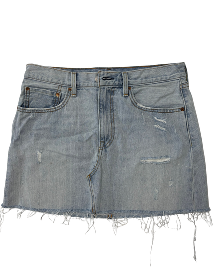Levi's Super Light Wash Distressed Raw Hem Y2K Mini Skirt