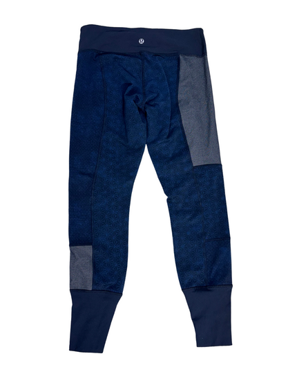 Lululemon Wunder Under Crop Leggings - Blue Geo Patchwork - S