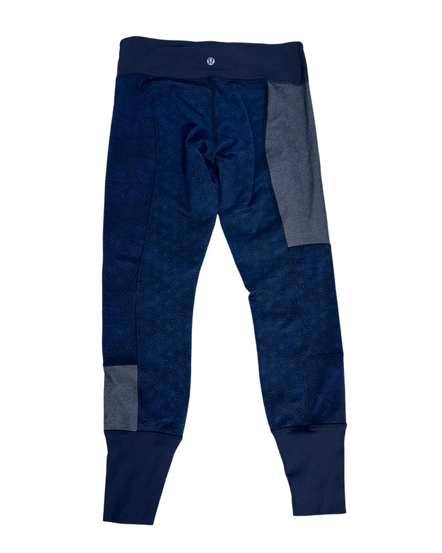 Lululemon Wunder Under Crop Leggings - Blue Geo Patchwork - S
