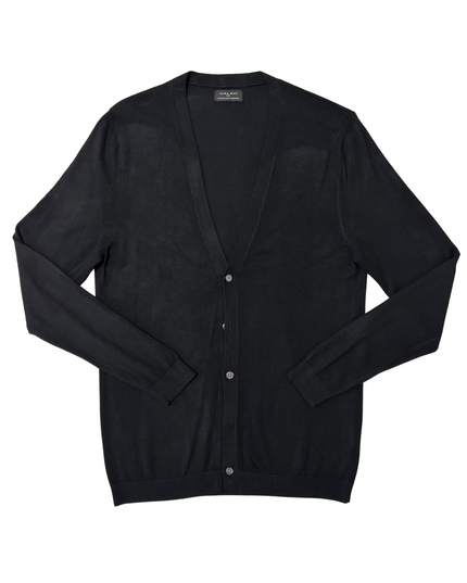 ZARA MAN Basic Black Lightweight Button-Up Cardigan
