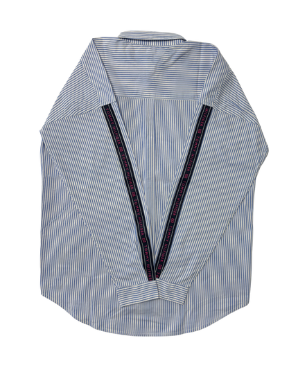 Tommy Hilfiger Classic Blue & White Striped Button-Up Shirt - M
