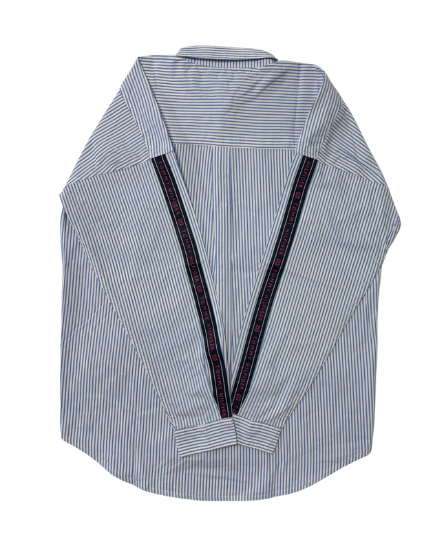 Tommy Hilfiger Classic Blue & White Striped Button-Up Shirt - M