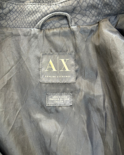Armani Exchange Textured Black Moto Jacket - XS