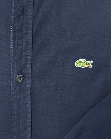 Lacoste Slim Fit Navy Blue Long-Sleeve Button-Up Shirt