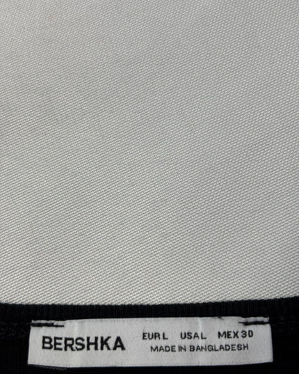 Bershka Essential Black Fitted Ribbed T-Shirt