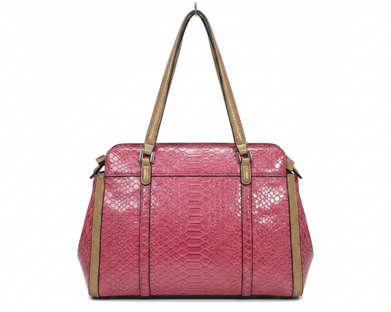 GUESS Pink Snakeskin-Embossed Satchel Bag