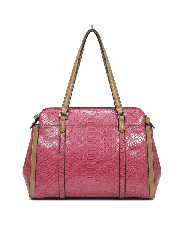 GUESS Pink Snakeskin-Embossed Satchel Bag
