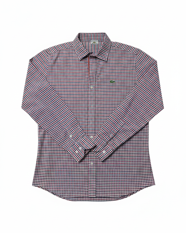 Lacoste Red/Blue Checkered Long Sleeve Button-Down Shirt