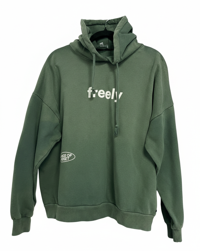 Pull&Bear Green Graphic 'Freely' Oversized Hoodie