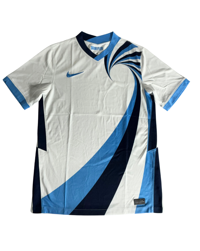 Nike Dalian Shide Swirl Print White & Blue Dri-Fit Football Jersey - S