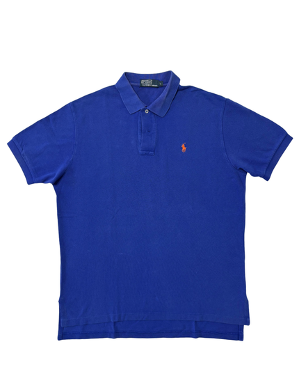 Ralph Lauren Orange Pony Royal Blue Piqué Polo Shirt - L