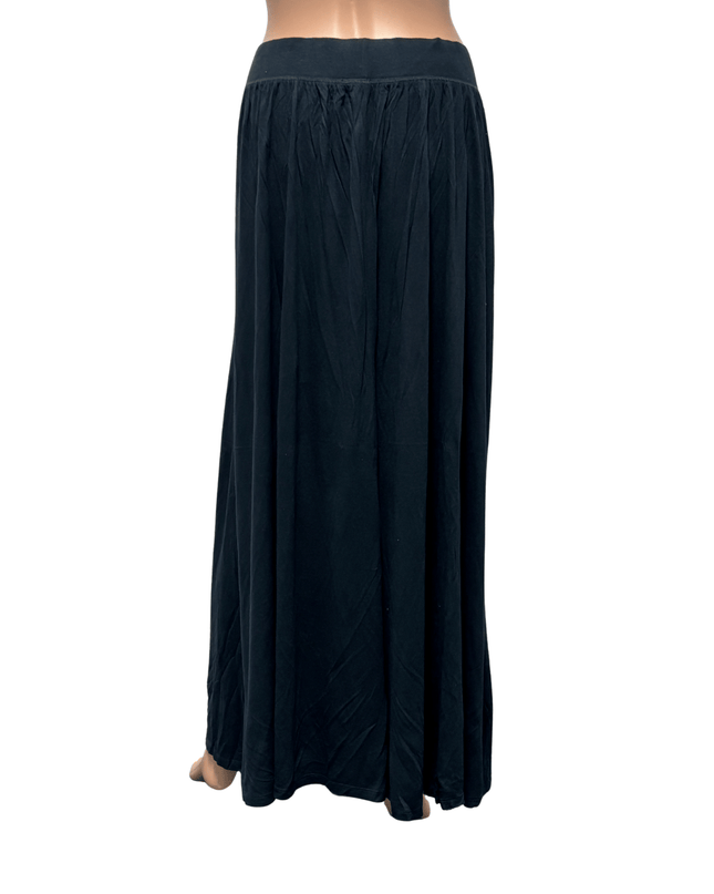 Ralph Lauren Solid Black Flowy A-Line Maxi Skirt