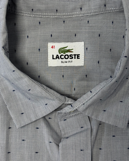Lacoste Slim Fit Classic Long-Sleeve Gray Micro Dot Pattern Shirt