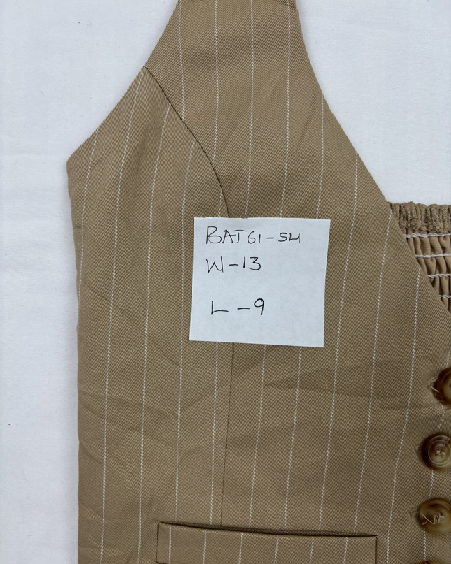 Brown Pinstripe Chic Halter Vest Top - XXS