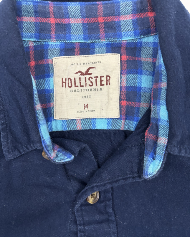 Hollister Navy Blue Flannel-Lined Casual Shirt - M