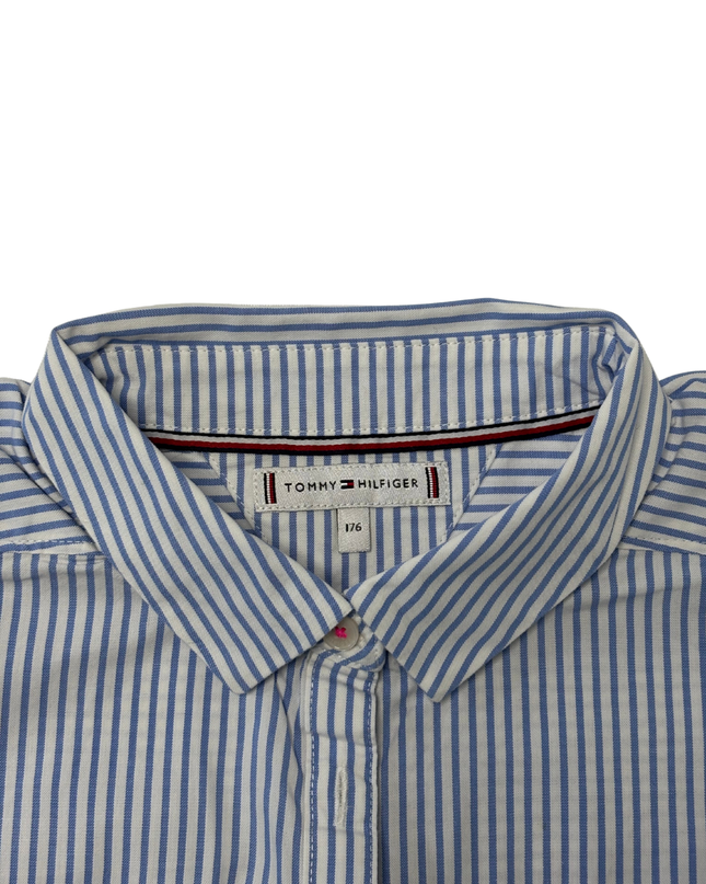 Tommy Hilfiger Classic Blue & White Striped Button-Up Shirt - M