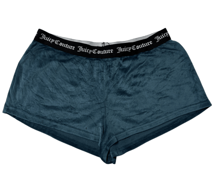 Juicy Couture Teal Velour with Rhinestone Logo Shorts