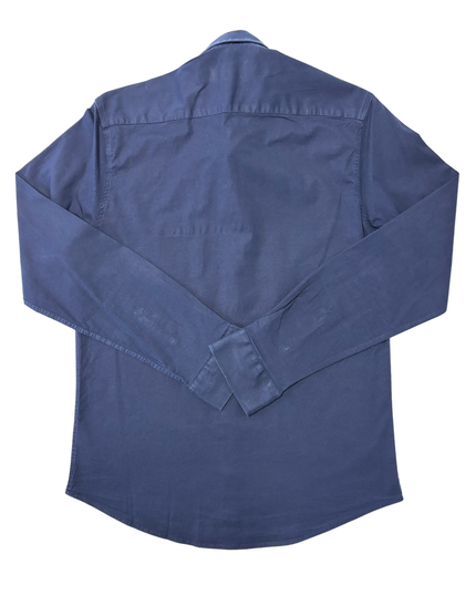 Lacoste Slim Fit Navy Blue Long-Sleeve Button-Up Shirt
