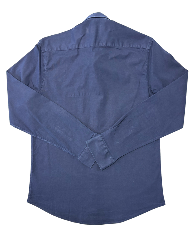 Lacoste Slim Fit Navy Blue Long-Sleeve Button-Up Shirt