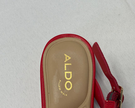 Aldo Red Lilian Strappy Square Toe Low Heel Sandals | With Box