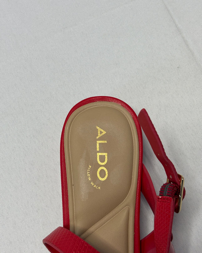 Aldo Red Lilian Strappy Square Toe Low Heel Sandals | With Box