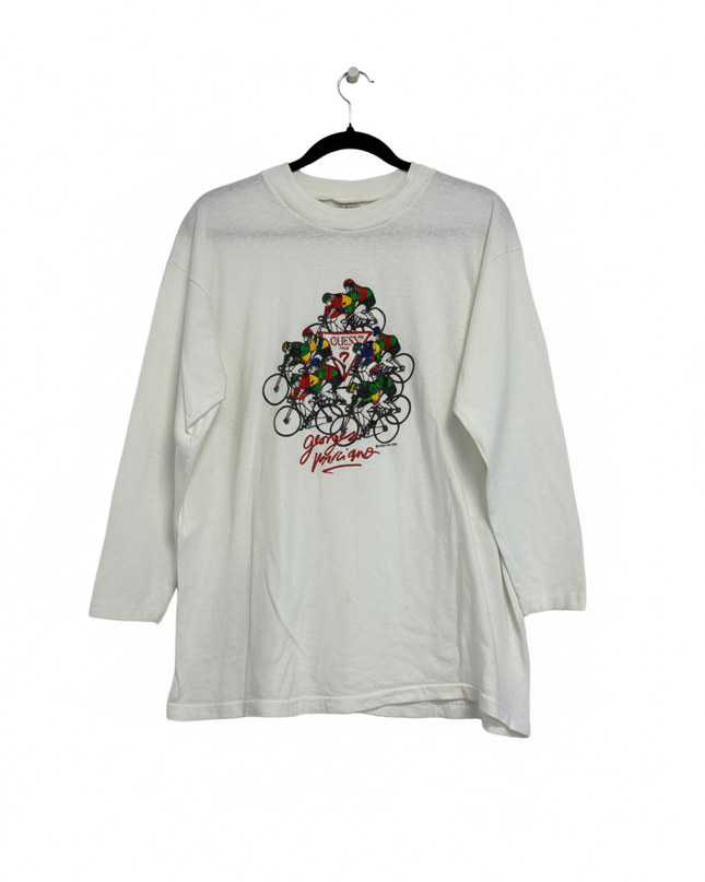 Vintage Guess Georges Marciano White Graphic Long Sleeve Tee