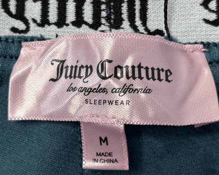 Juicy Couture Teal Velour with Rhinestone Logo Shorts