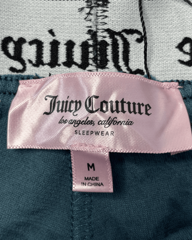 Juicy Couture Teal Velour with Rhinestone Logo Shorts