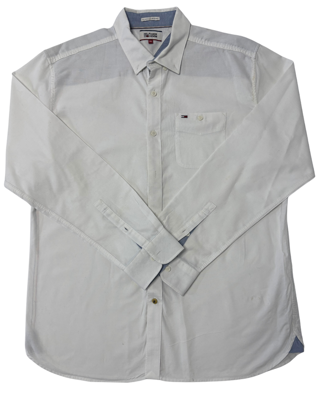 Tommy Hilfiger Denim White Cotton Oxford Long Sleeve Shirt