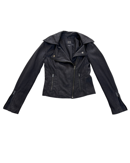Armani Exchange Textured Black Moto Jacket - XS