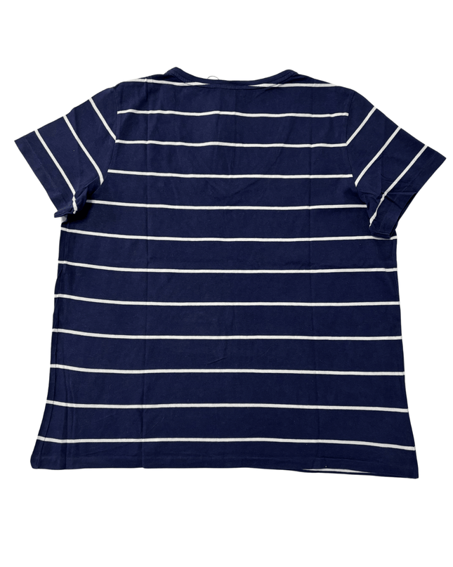 Ralph Lauren Navy & White Striped V-Neck T-Shirt