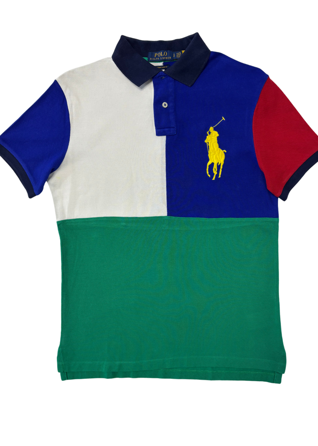 Ralph Lauren Custom Slim Fit Multicolor Block Piqué Polo Shirt - XS