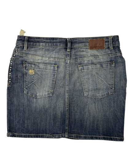Oliver Lean Distressed Blue Wash Denim Skirt - XL | Waist: 34"