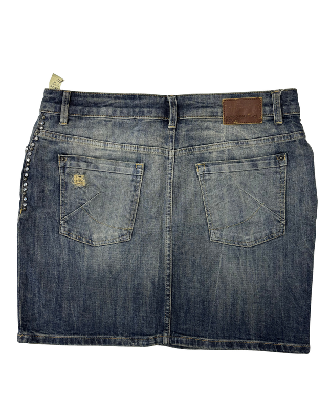 Oliver Lean Distressed Blue Wash Denim Skirt - XL | Waist: 34"