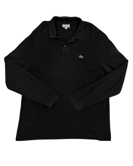 Lacoste Classic Fit Long Sleeve Cotton Piqué Black Polo Shirt - XL