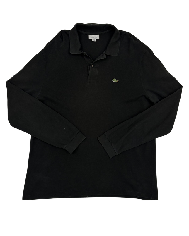 Lacoste Classic Fit Long Sleeve Cotton Piqué Black Polo Shirt - XL