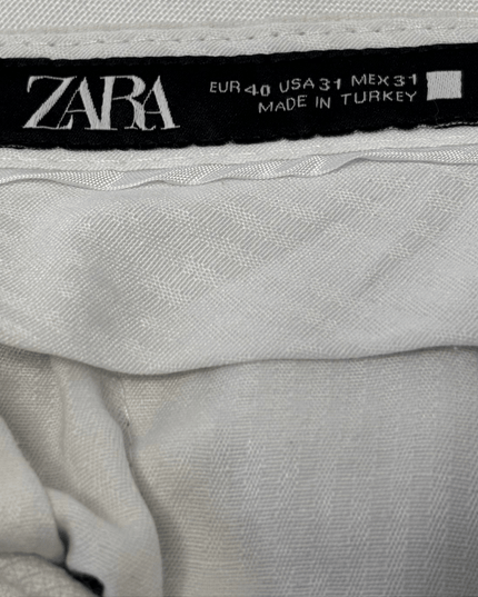 ZARA Stone Light Grey Micro-Pattern Slim Fit Chino Trousers