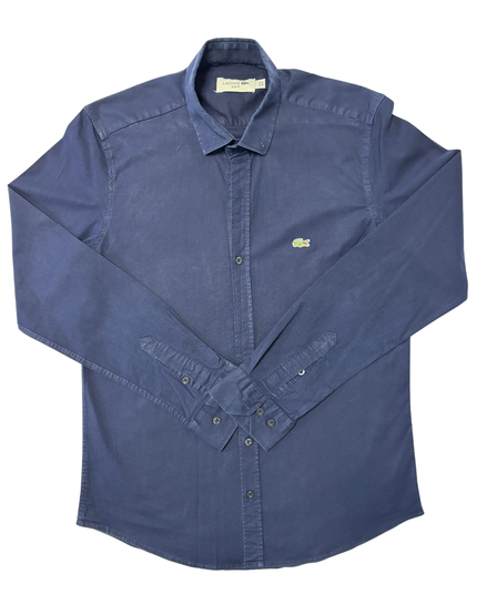 Lacoste Slim Fit Navy Blue Long-Sleeve Button-Up Shirt