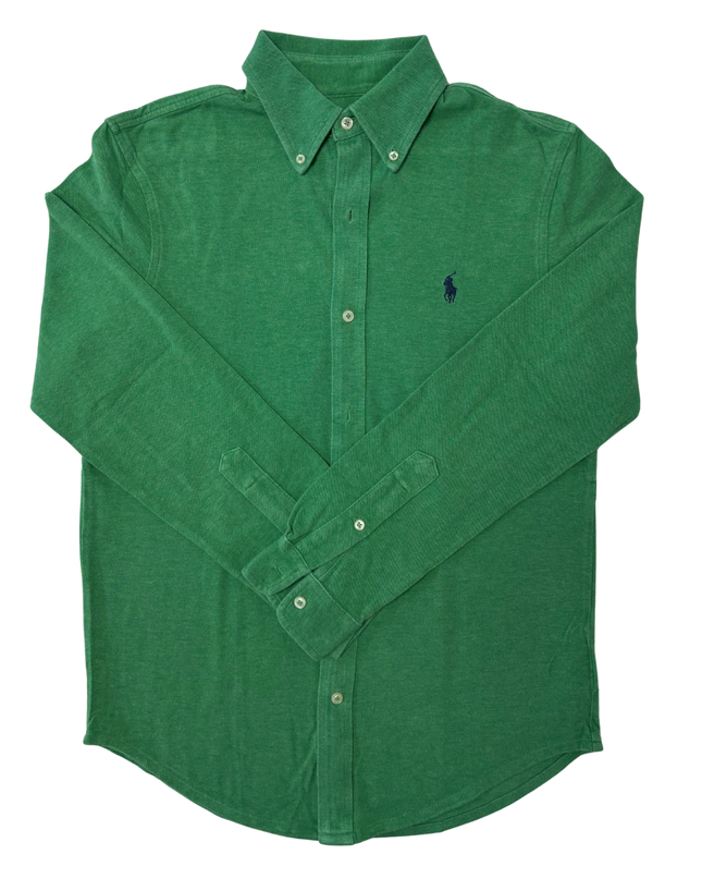 Ralph Lauren Featherweight Mesh Green Button-Down Shirt - XS