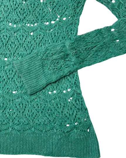 Aéropostale Open Knit Teal Crochet V-Neck Boho Style Top