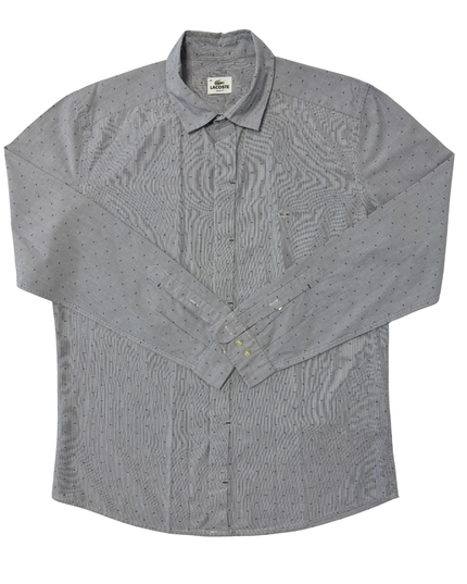 Lacoste Slim Fit Classic Long-Sleeve Gray Micro Dot Pattern Shirt